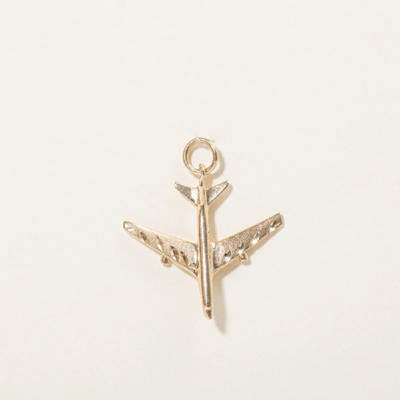 10k Yellow Gold Airplane Pendant