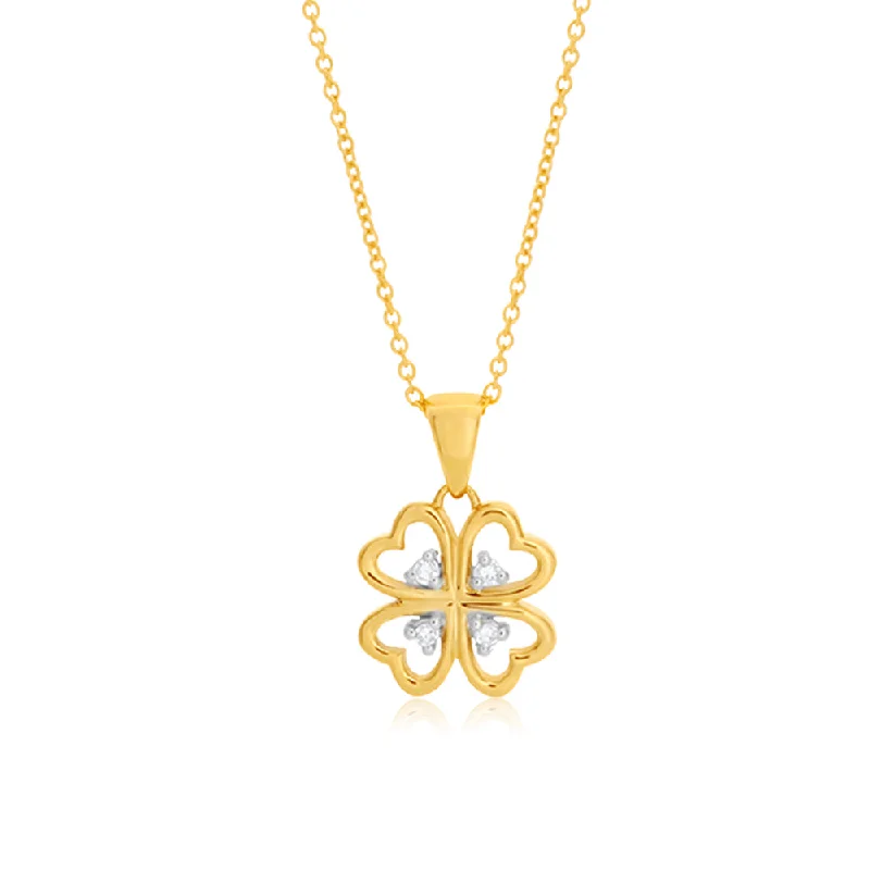 9ct Yellow Gold Luxurious Diamond Pendant With 45cm Chain