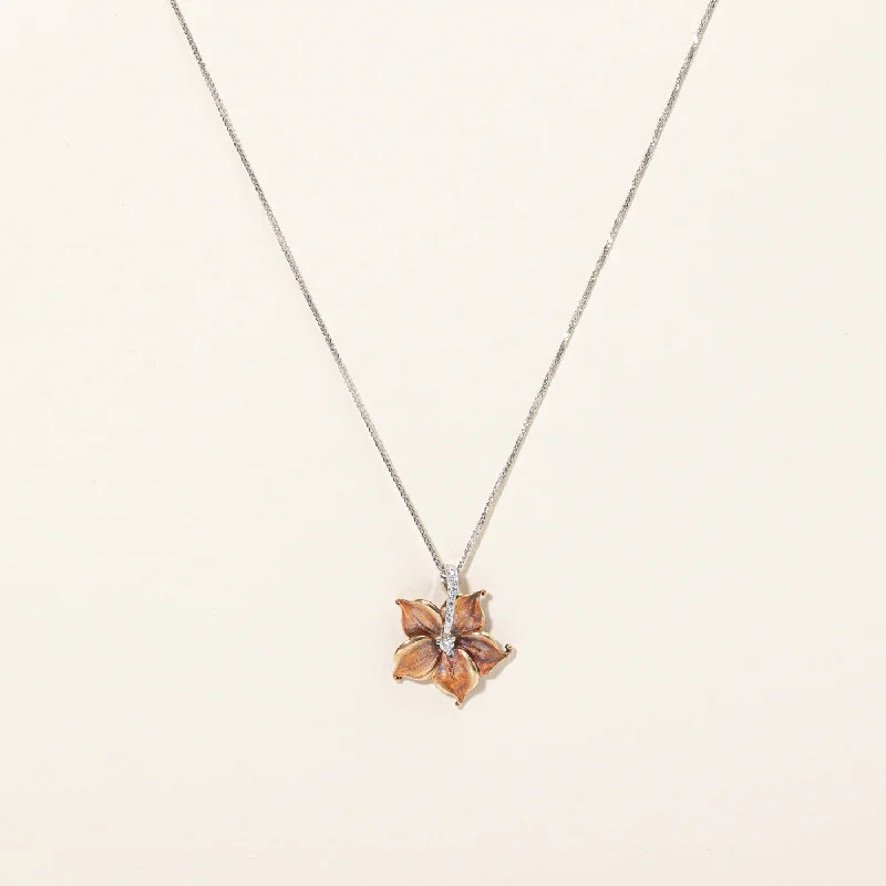 Diamond Flower Pendant & Necklace | 0.07ctw | 18" |