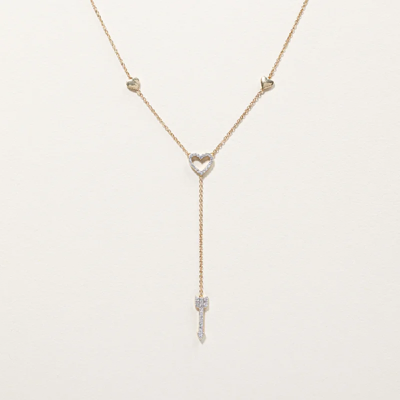 Diamond Heart & Arrow Charm Necklace | 0.10ctw | 16"|