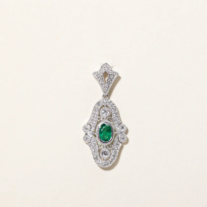 Emerald & Diamond Pendant | 0.40ct, 0.26ctw |