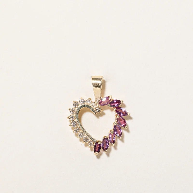 Ruby & Diamond Heart Pendant | 1.00ctw, 0.36ctw |