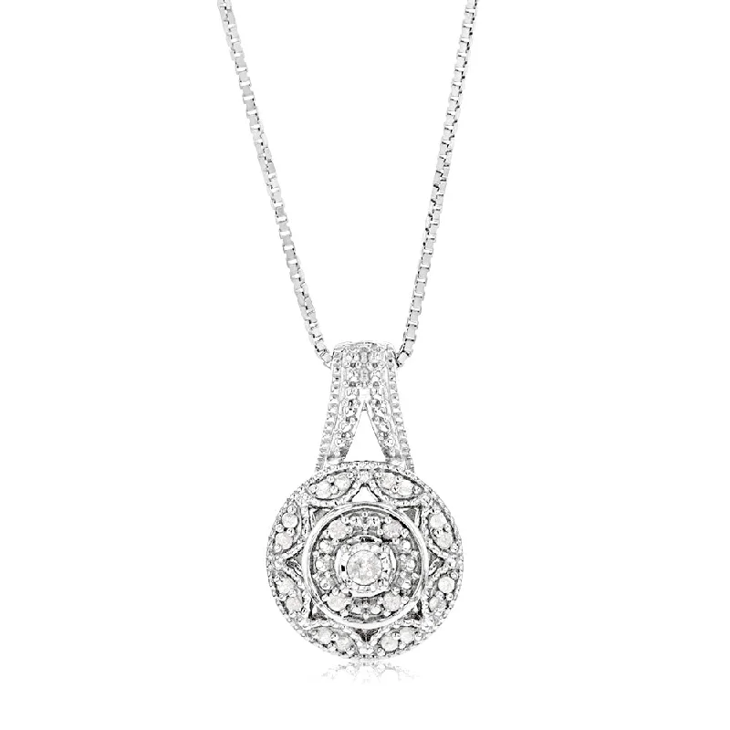 Sterling Silver 0.10 Carat Diamond Pendant on 45cm Box Chain