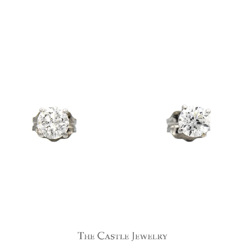 1/2cttw Round Brilliant Cut Diamond Stud Earrings in 14k White Gold