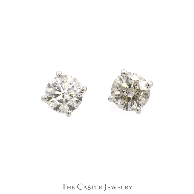 1/2cttw Round Diamond Stud Earrings in 14k White Gold Screw Backs