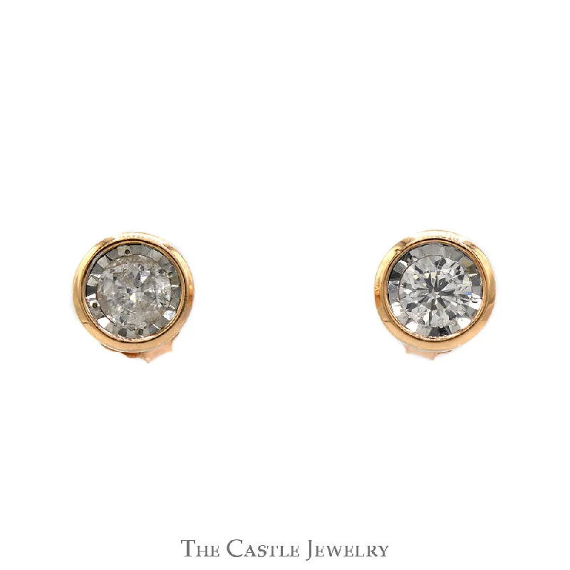 1/2cttw Round Illusion Bezel Set Diamond Stud Earrings in 10k Rose Gold