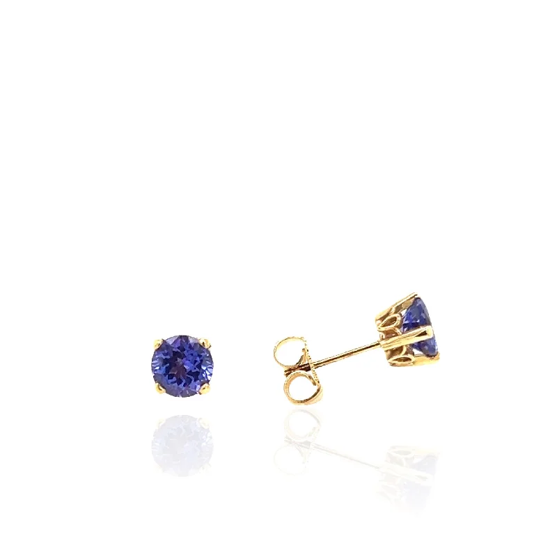 14 Karat Yellow Gold Tanzanite Earrings