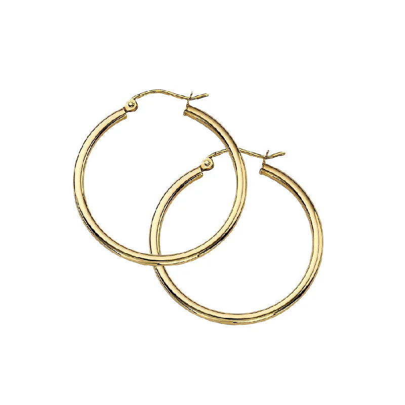 14 Karat Yellow Gold 2x30 mm Hoop Earrings