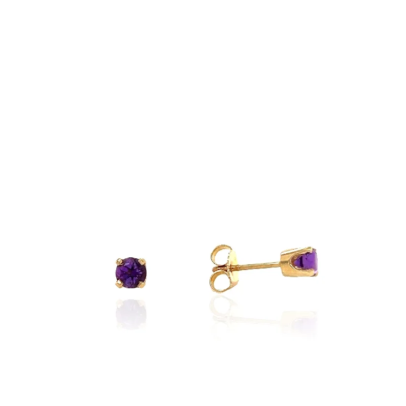 14 Karat Yellow Gold Amethyst Earrings