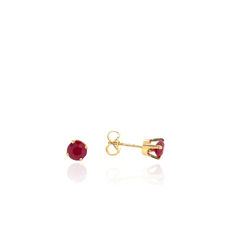 14 Karat Yellow Gold Burmese Ruby Earrings