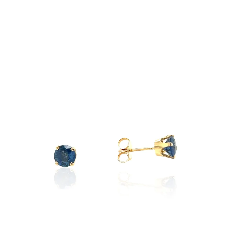 14 Karat Yellow Gold Sapphire Earrings