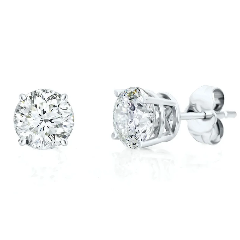 14K White Gold Natural Diamond Stud Earrings - 1.00ctw