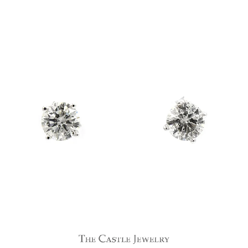 1cttw Round Brilliant Cut Diamond Stud Earrings in 10k White Gold