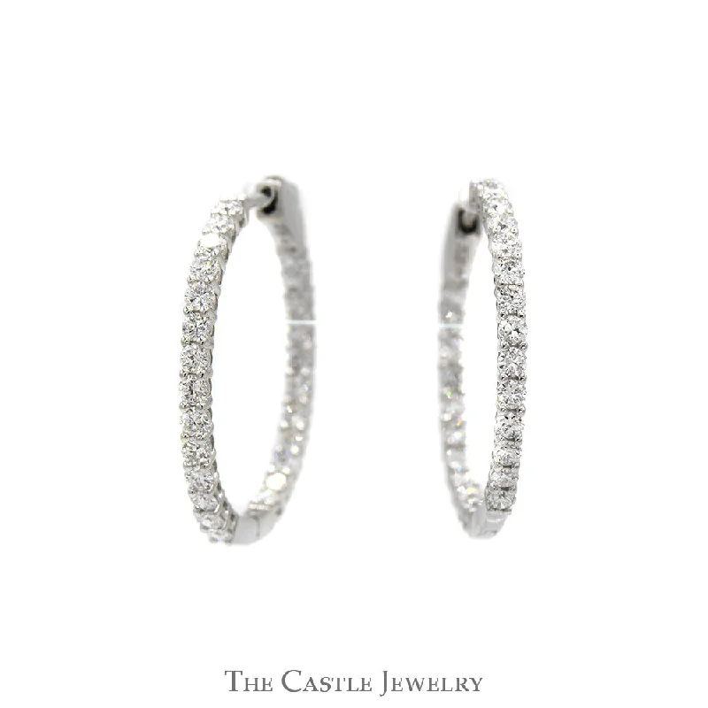 2cttw Lab Grown Diamond In & Out Hollywood Hoop Earrings in 14k White Gold