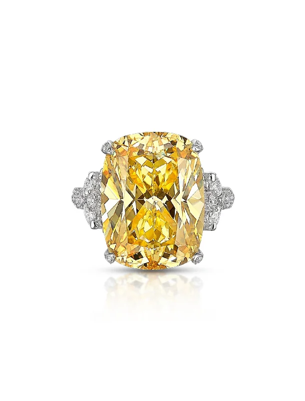 Broderie, 18K White Gold, Canary + Diamond Ring