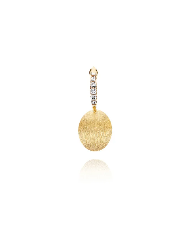 "Ciliegina" Gold ball drop single earring with diamonds details (SMALL)