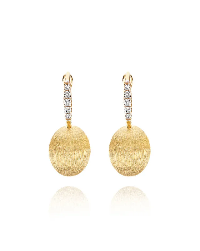 "Ciliegine" Gold ball drop earrings with diamonds details (SMALL)