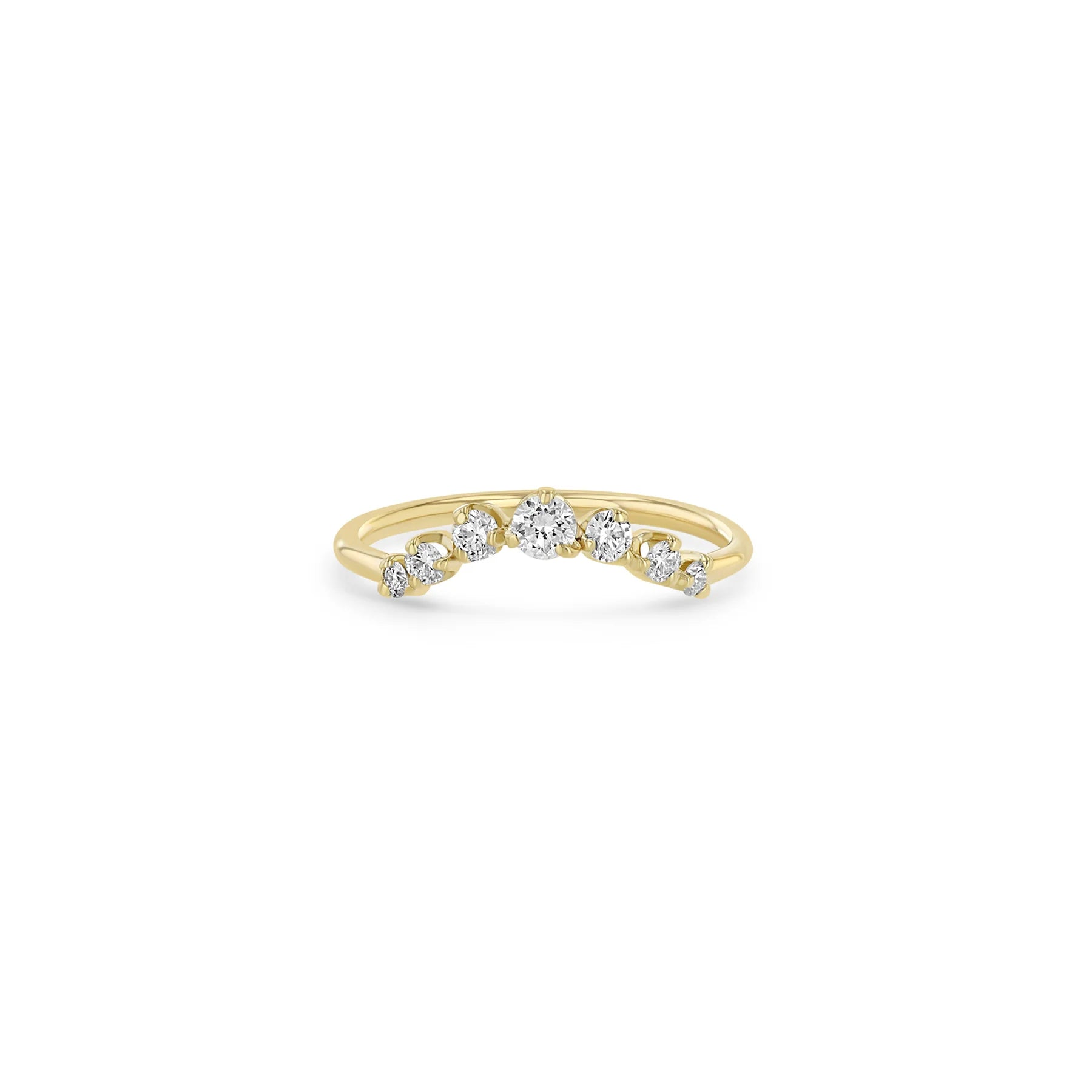 14k Graduated Diamond Curved Bar Ring