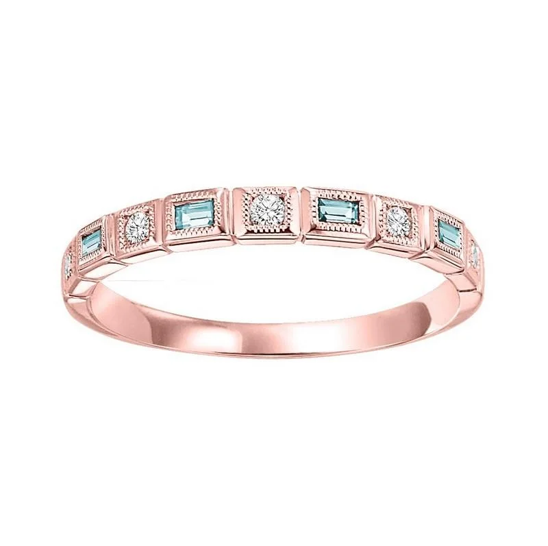 10KR Blue Topaz Band 1/10CTW | Stackable Ring