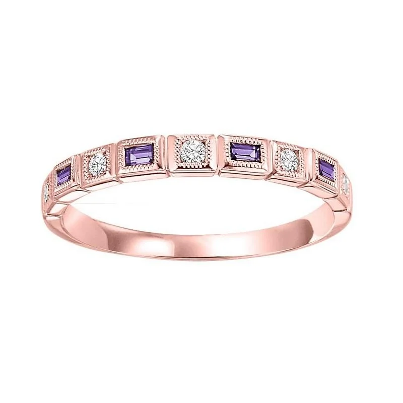 10KR Amethyst Band 1/10 CTW | Stackable Ring