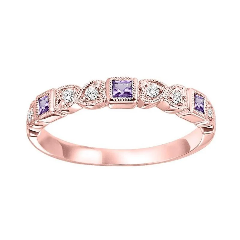 10KR Amethyst Band 1/12CTW | Stackable Ring