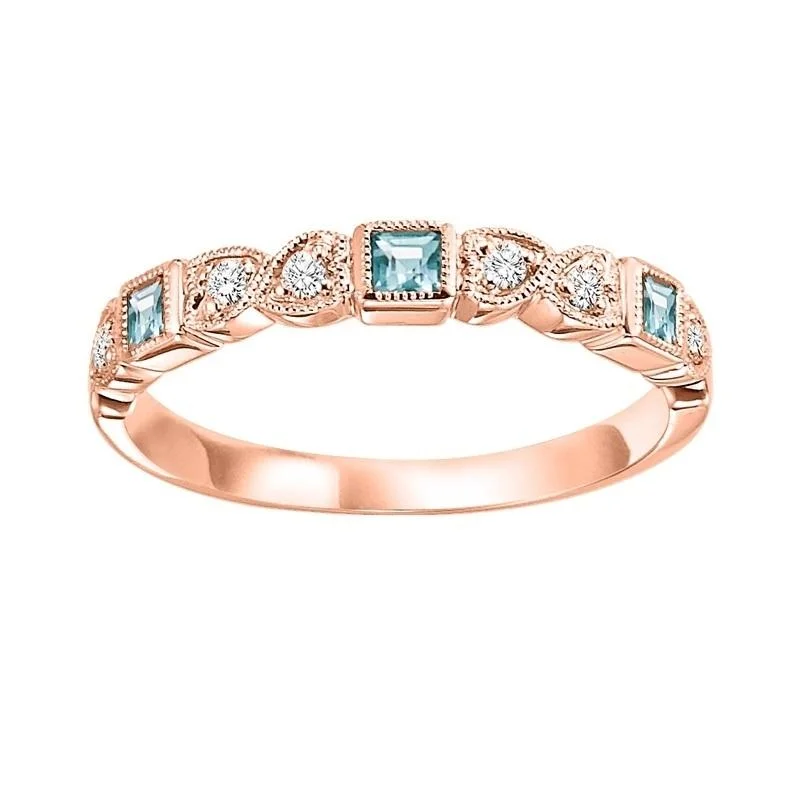 10KR Aquamarine Band 1/10 CTW | Stackable Ring