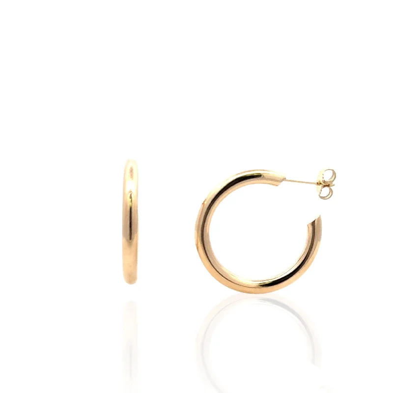 14 Karat Yellow Gold 3.5x30 mm Hoop Earrings