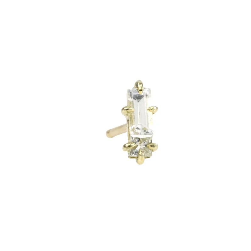 Gold "Double Trouble" Diamond & White Sapphire Stud