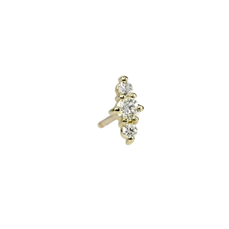 Gold "Hanley" Triple Diamond Stud