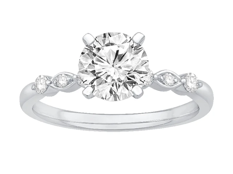 14K White Gold Diamond Engagement Ring Semi Mount (1/6ctw)