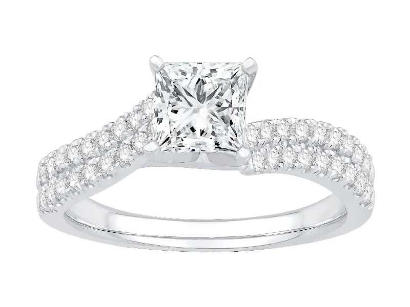 14K White Gold Diamond Engagement Ring Semi Mount (3/8ctw)