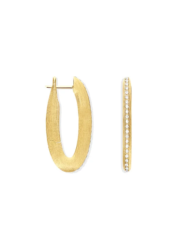 Libera Icon small gold oval hoop earrings with diamonds