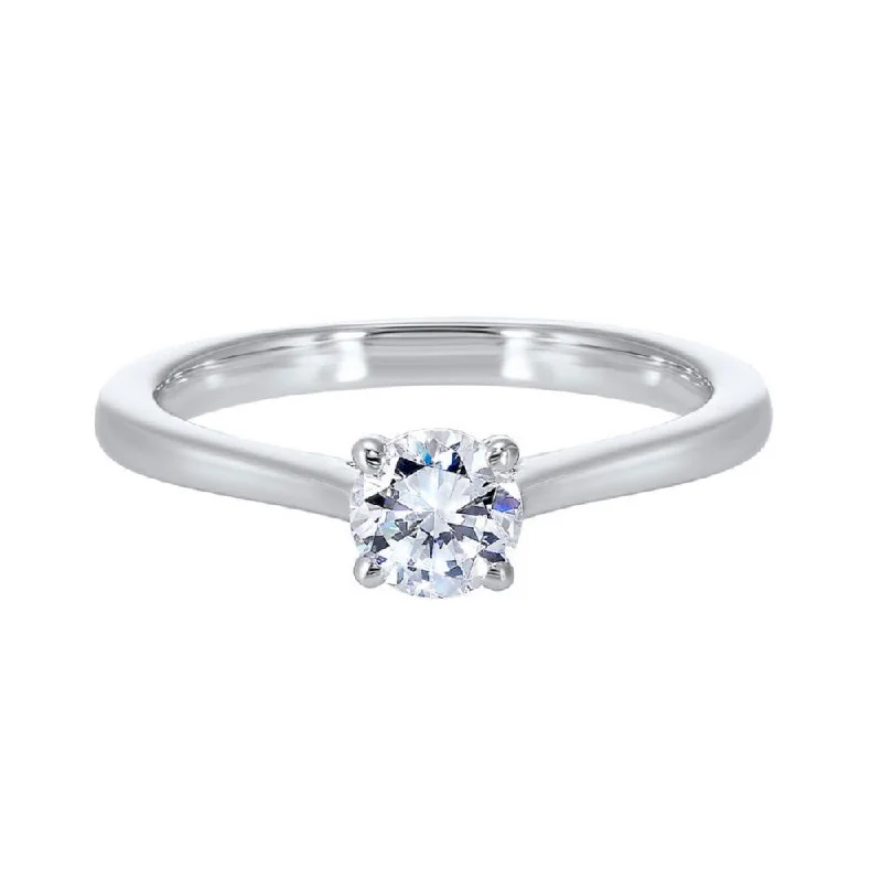 Diamond Round Classic Solitaire Engagement Ring In 14k White Gold (1/4ctw)