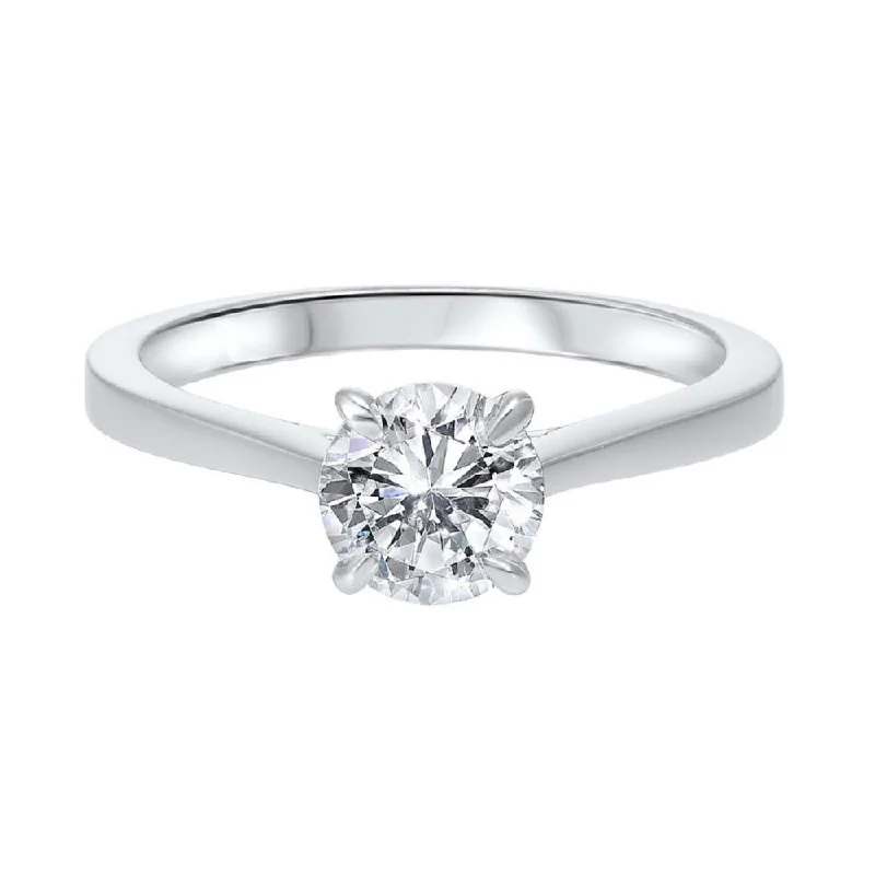 Diamond Round Classic Solitaire Engagement Ring In 14k White Gold (1/3ctw)