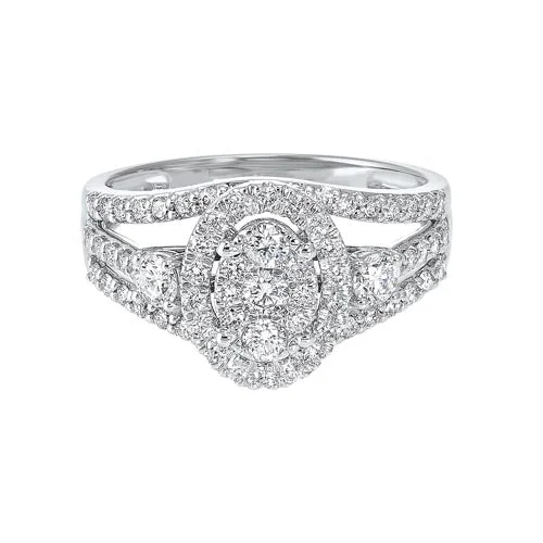 Diamond Vintage Split Bridal Ring Set In 14K White Gold (1CTW)