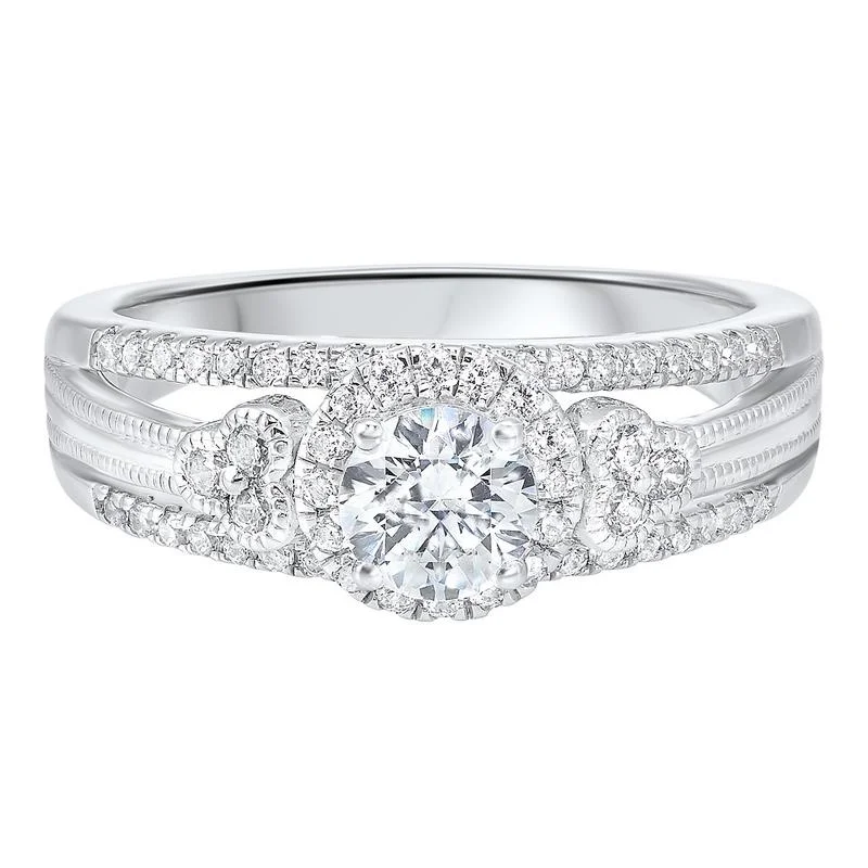 14KW C&C Split Prong Diamond Ring 7/8CT