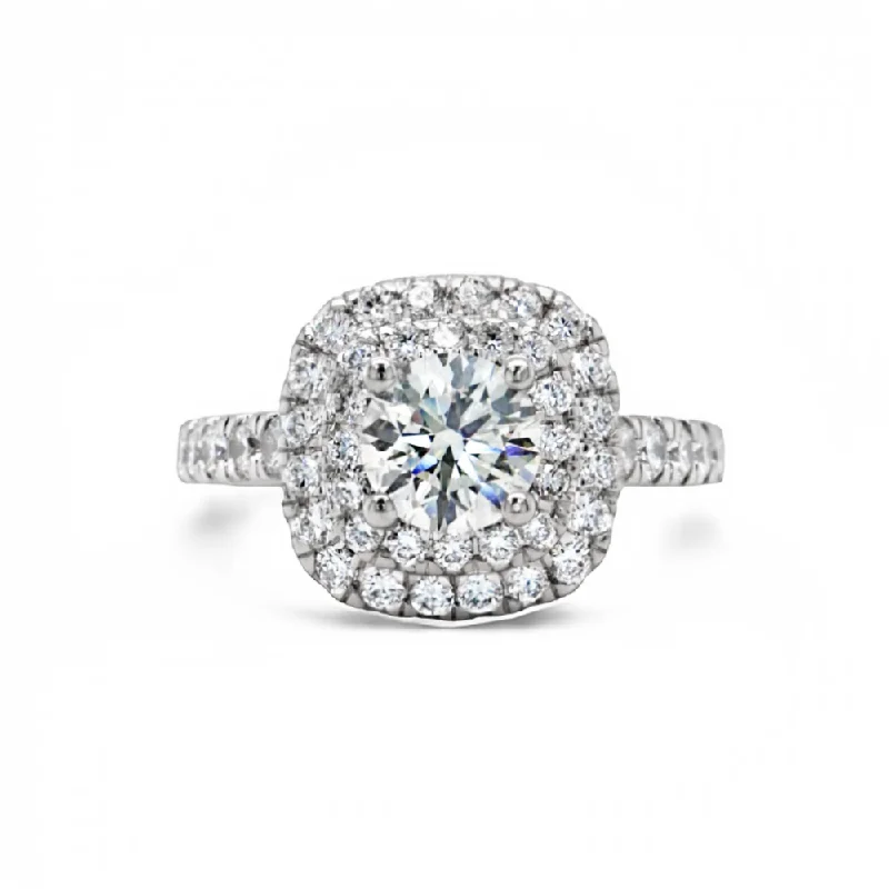 Flourish by Fernbaugh's 14KW Gold Round Center Cushion Double Halo Lab Grown Diamond Engagement Ring