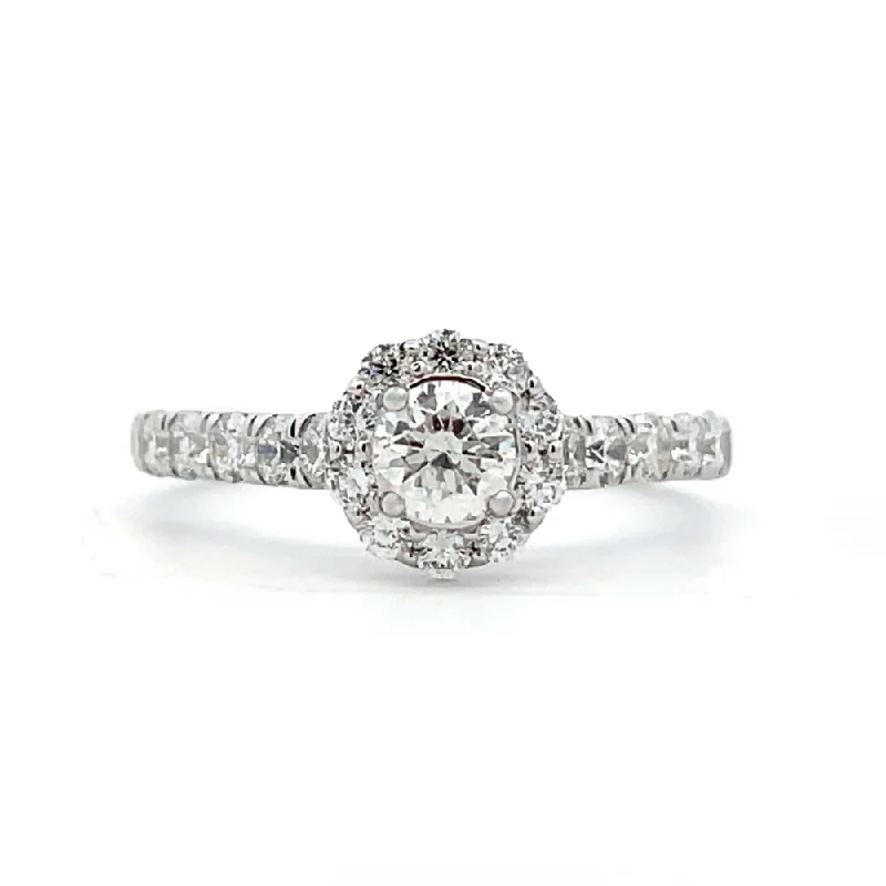 SallyK Collection Halo-Style Multi-Faceted Round Diamond Engagement Ring