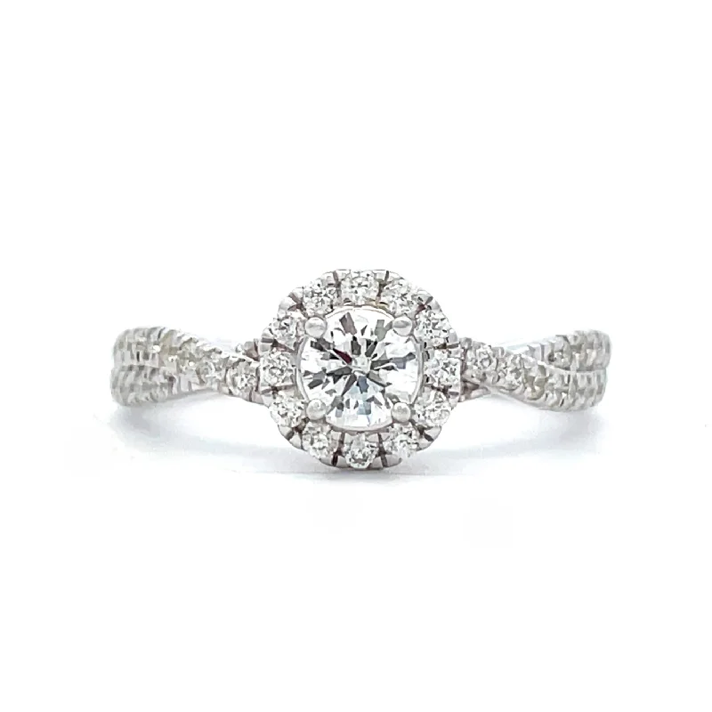 SallyK Collection Halo-Style Engagement Ring with Twisted Shank