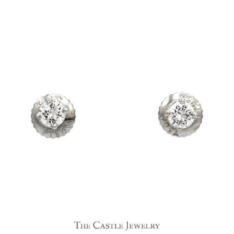 Tiffany & Co Round Diamond Stud Earrings in Platinum Screw Backs