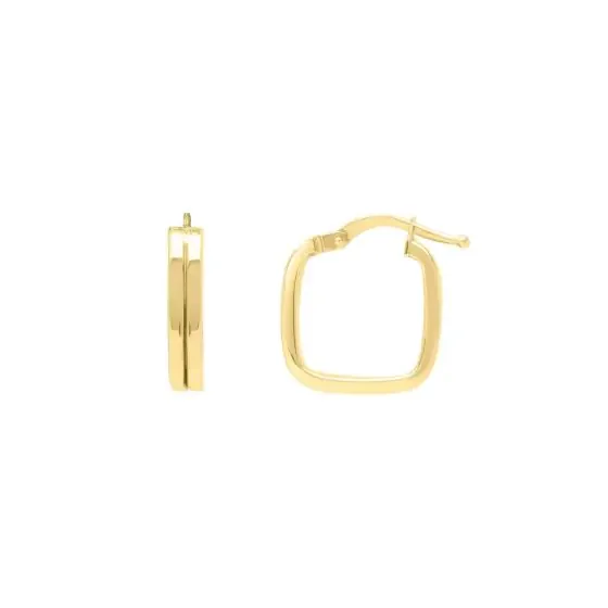 Yellow Gold Square Tube Earrings