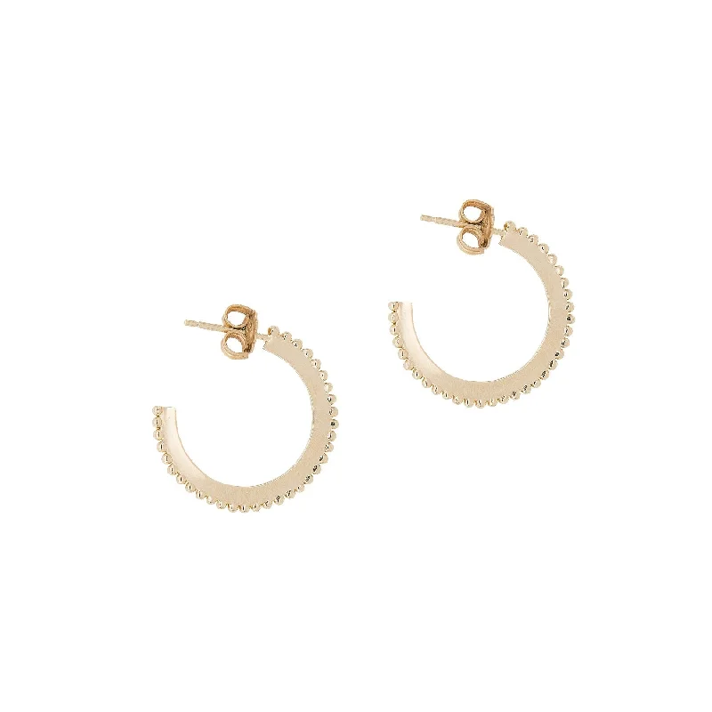 10K Gold Small "Dotted" Hoop Earrings