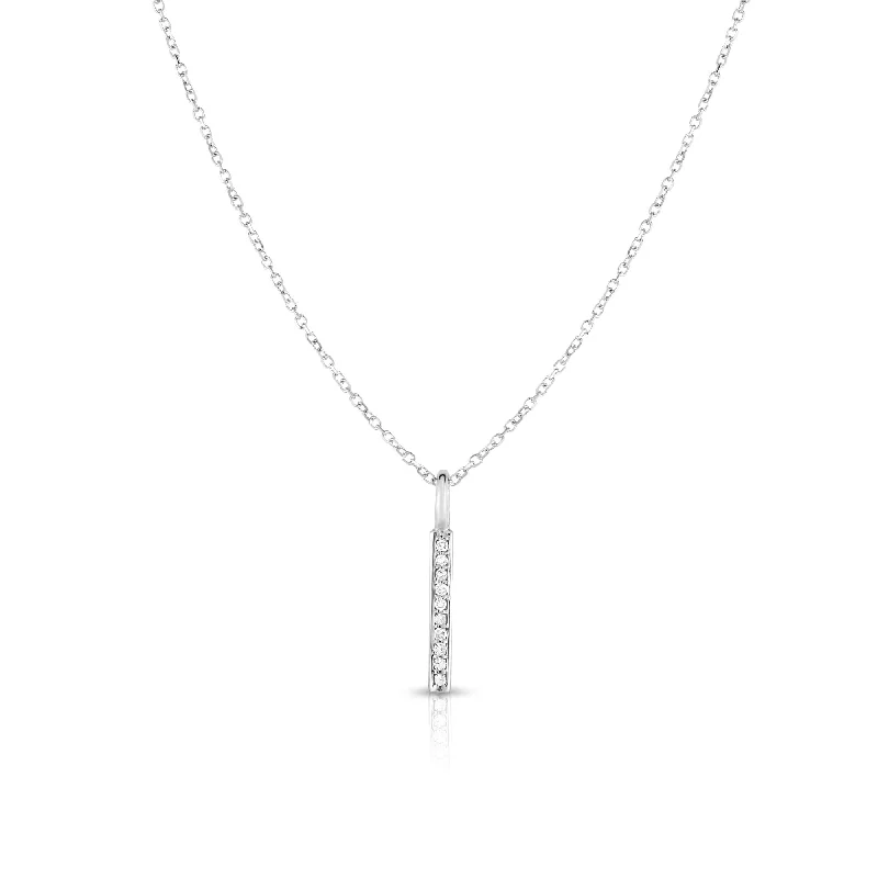 14K Gold .06ct Diamond Bar Necklace