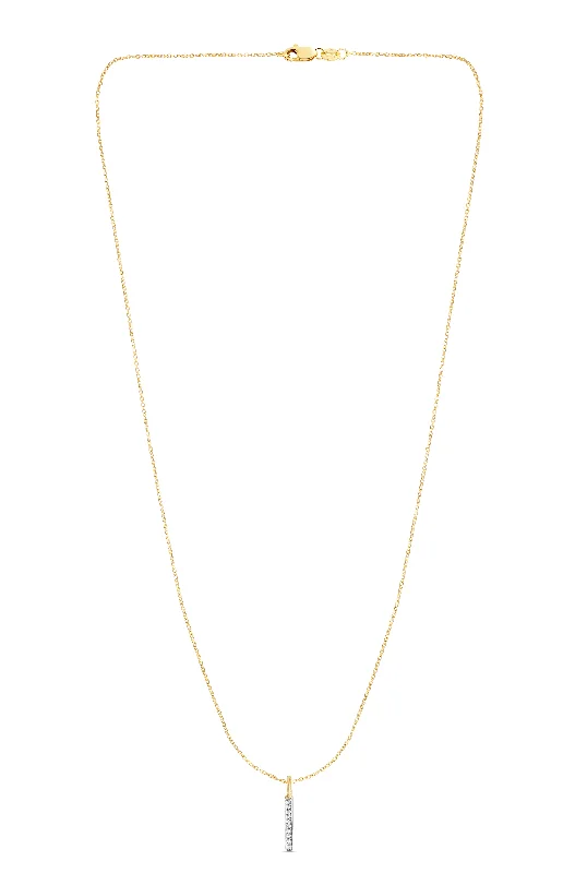 14K Gold .06ct Diamond Bar Necklace