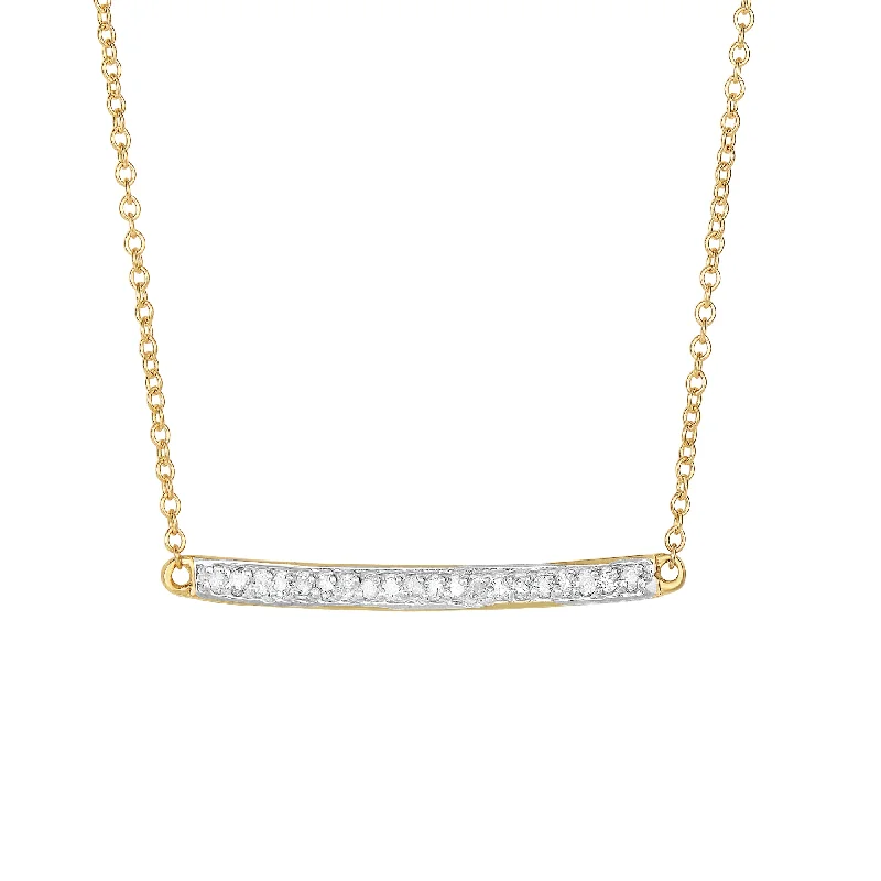 14K Gold .12ct Diamond Bar Necklace