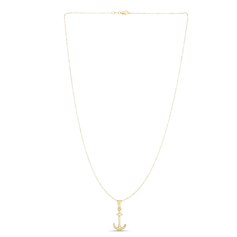 14K Gold Polished Anchor Necklace