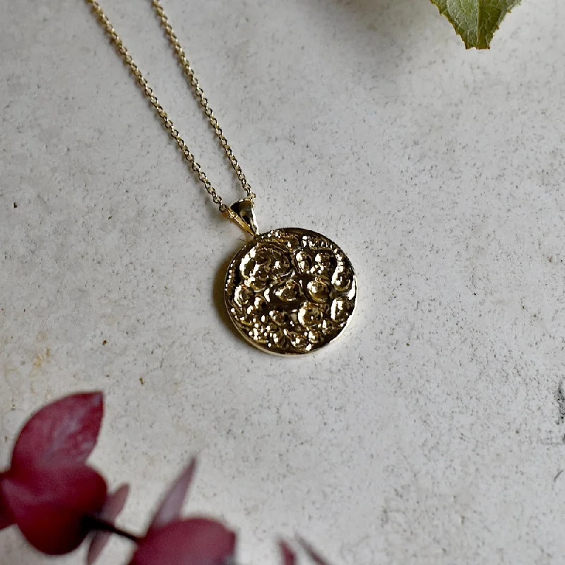 14ky Textured Moon Necklace