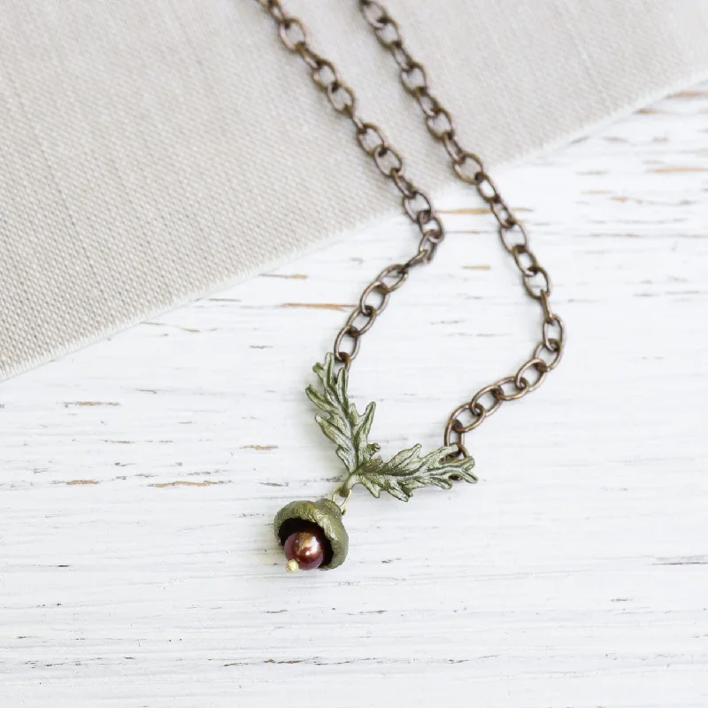 Acorn Chain with Pearl Necklace