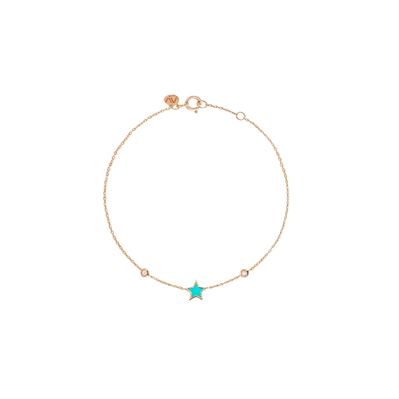 Blue Star 18K Rosegold Bracelet w. Diamonds