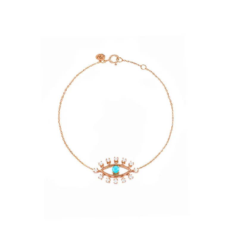 Evil Eye 18K Rosegold Bracelet w. Diamonds